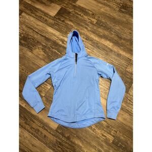 Nike Blue Running Hoodie Sweatshirt Womens Shirt Hooded Large Pocket Reflector